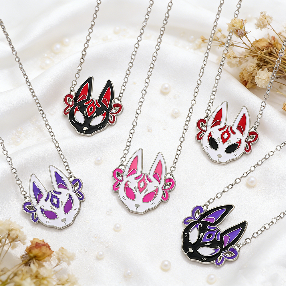 Women Fashion Necklace - Mode Anime Vos Masker Metaal Emaille