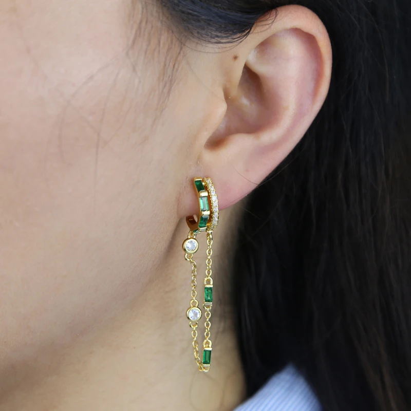Women'S Fashion Petite - Goud Kleur Micro Pave Groen Wit