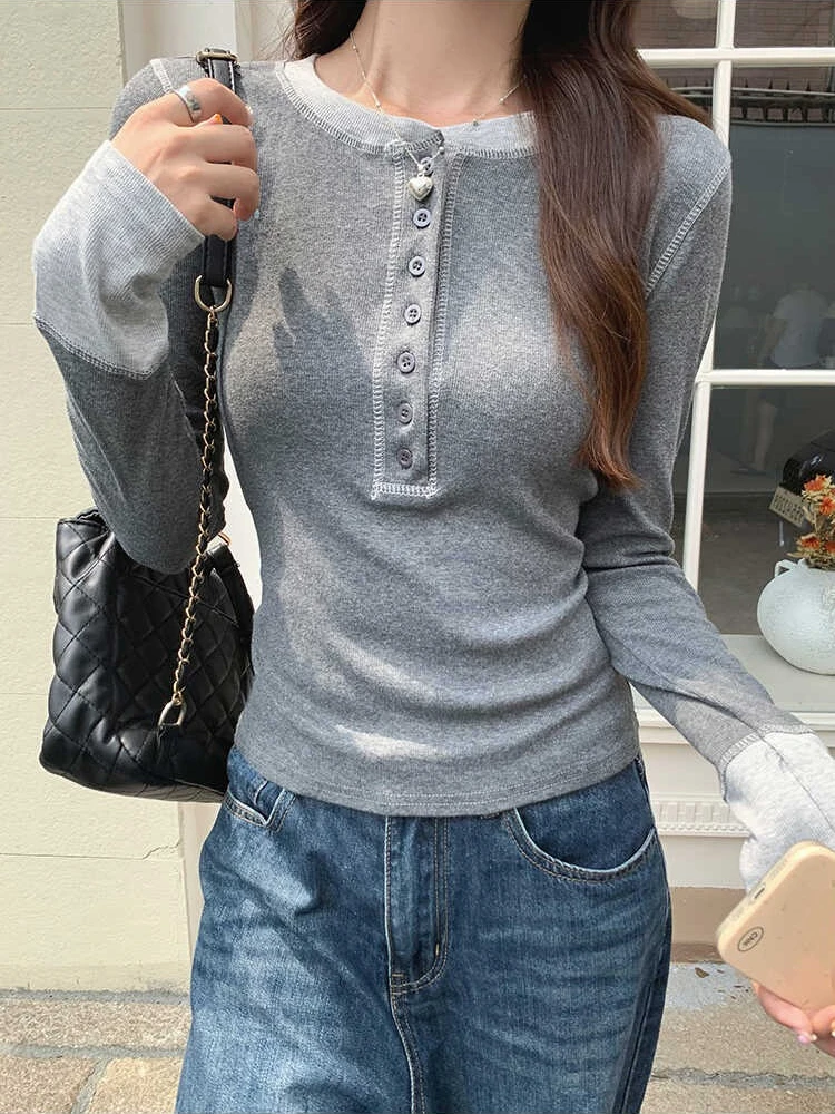 Women'S Fashion For 2025 - Y2K Patchwork T-shirt 2025, Contrastkleurige Grunge