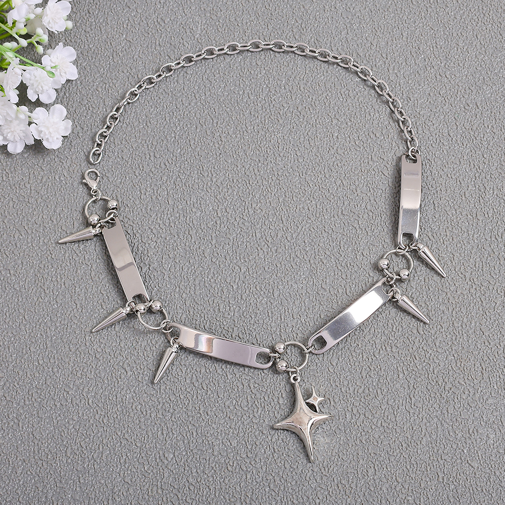 Women Fashion Necklace - Punk stijl zilveren stekelige ster hanger