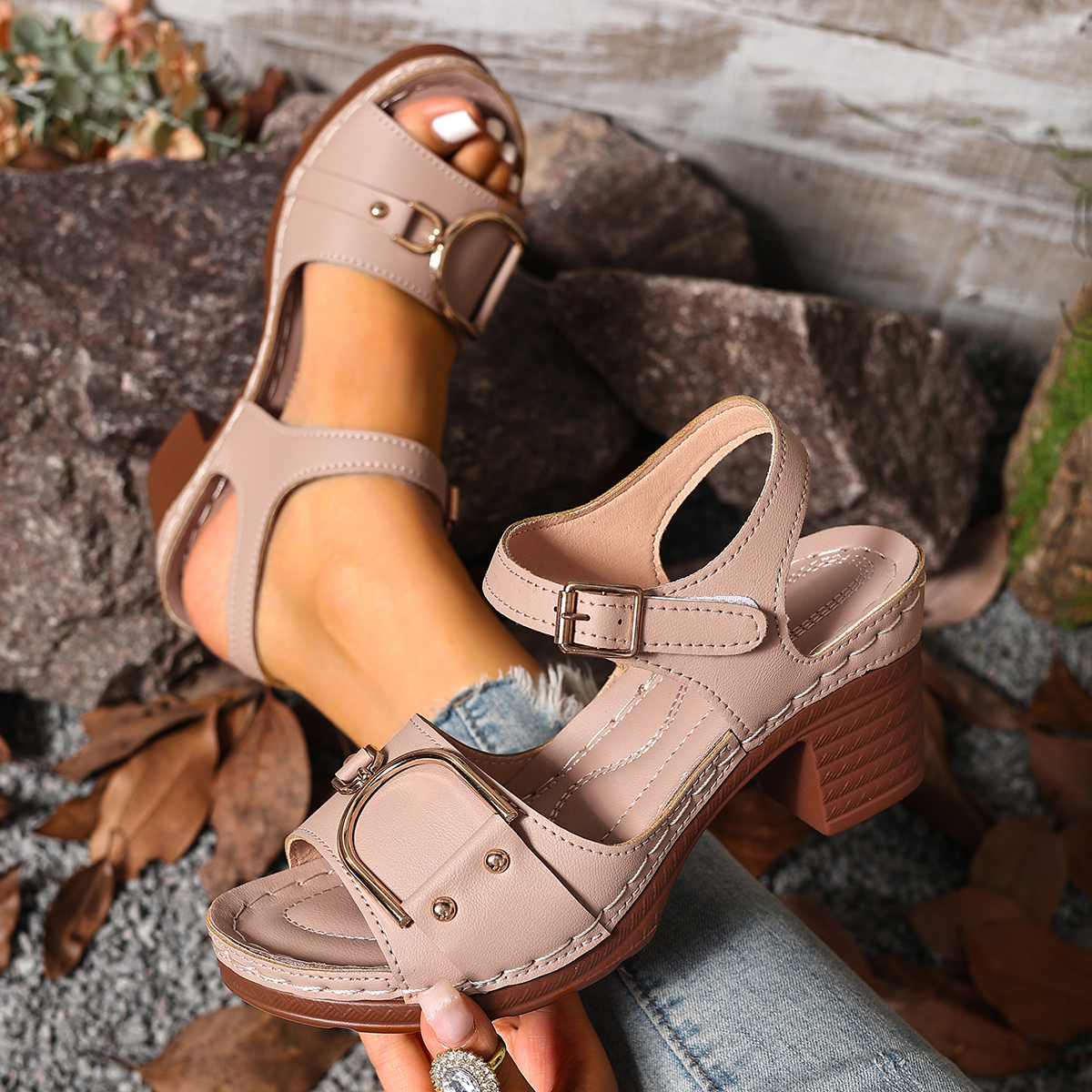 Women'S Fashion For Summer 2025 - Dames sandalen met chunky hak, verstelbare