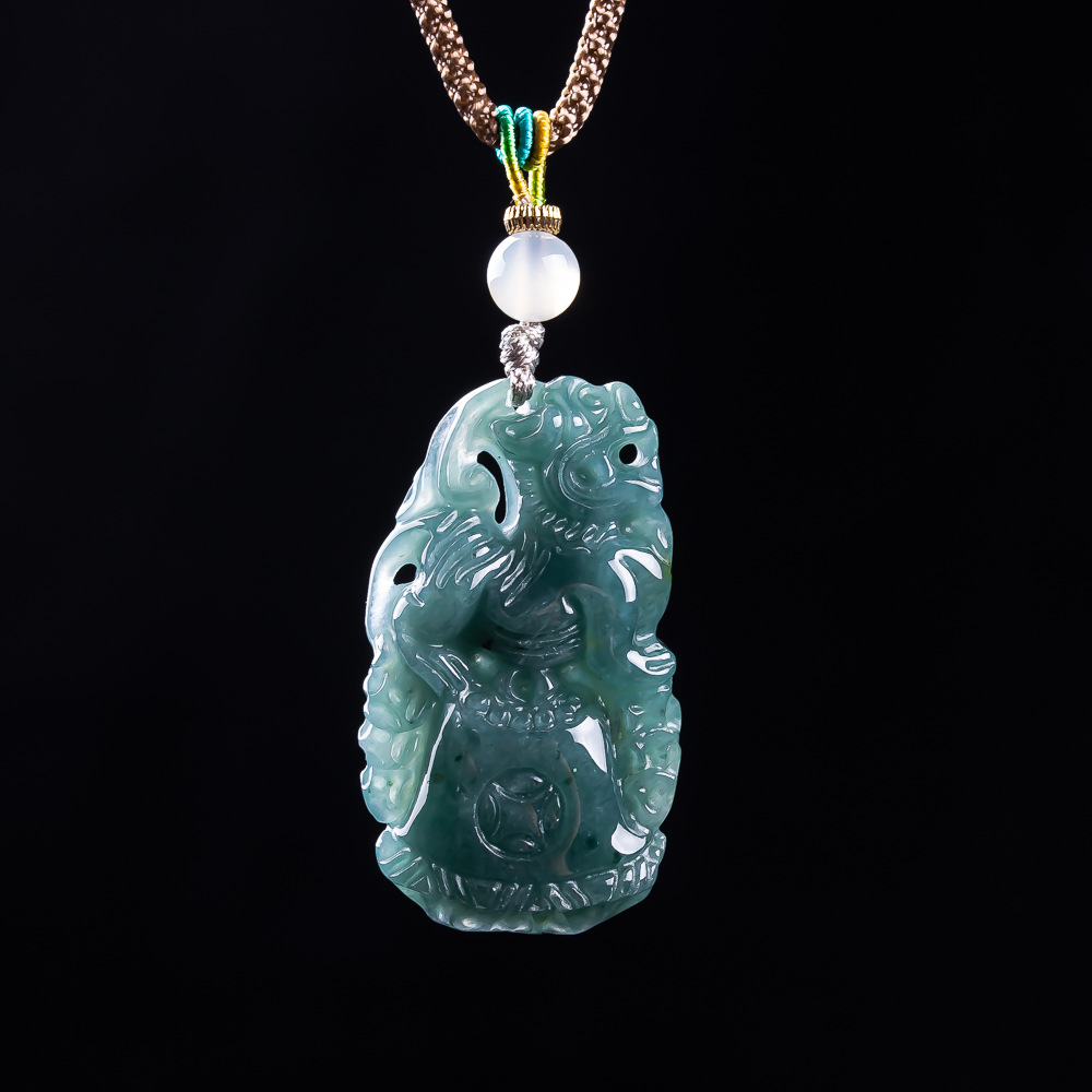 Women Fashion Necklace - Birmese Jadeïet Bixiu hanger ontwerper edelsteen