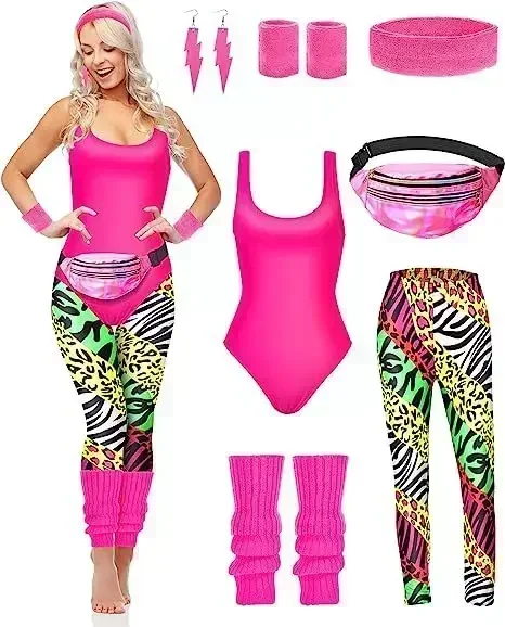 Women'S Fashion From The 80S - 7 stuks jaren '80 Fancy Workout