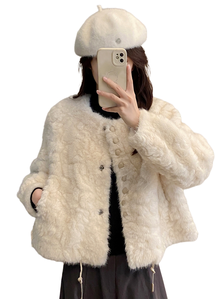Women'S Fashion Petite - Kort lamsleren jasje voor kleine vrouwen,