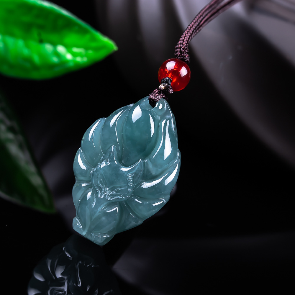 Women Fashion Necklace - Natuurlijke Birmese Jadeïet Vos Hanger Ketting