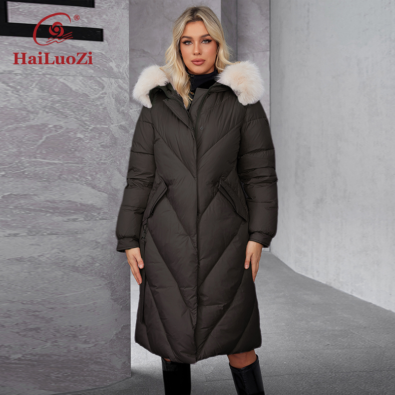 Women'S Fashion Long Coat - Hailuozi 2024 Dames Winter Plus Size