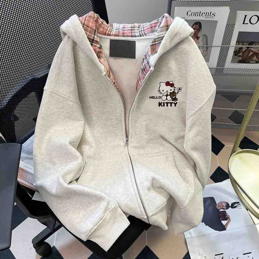Women'S Fashion Long Coat - Hello Kitty damessweatshirt met capuchon Kawaii