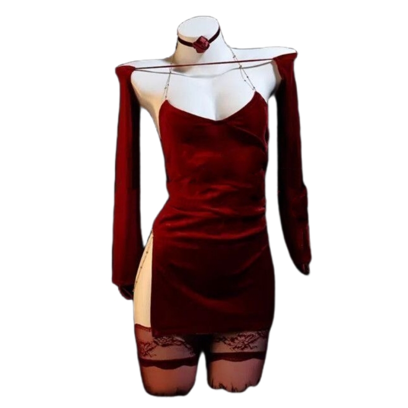 Bodycon Dress Women - Sexy roze rode jurk dames fluwelen