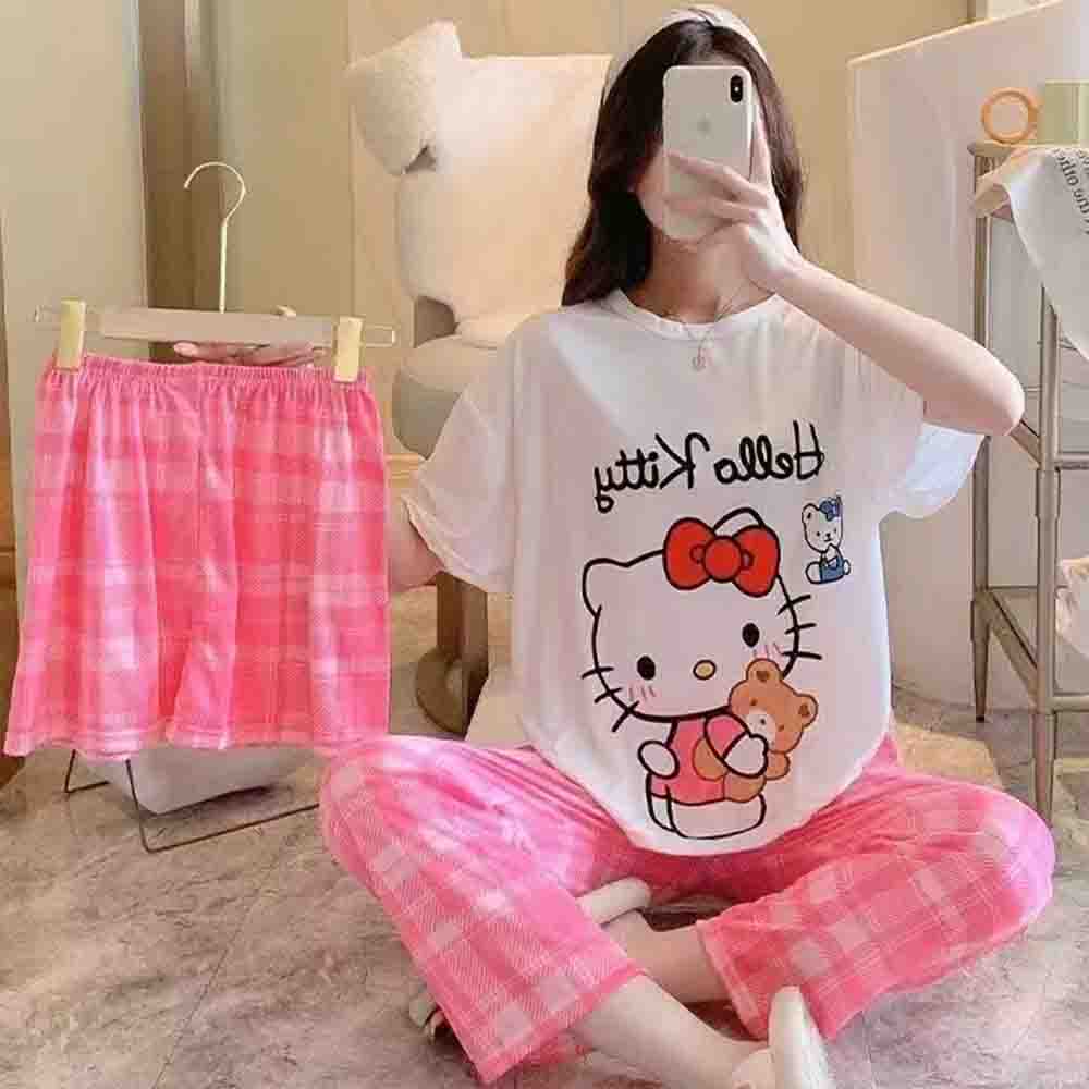 Women'S Fashion Pajamas - Hello Kitty Dames Nieuwe 3-delige Pyjama