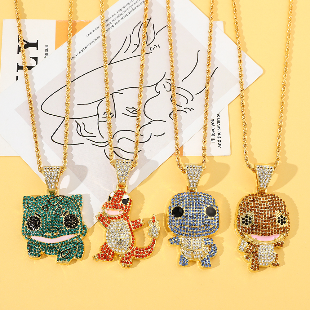 Women Fashion Necklace - Diamanten bezaaide Squirtle ketting modetrend hiphop