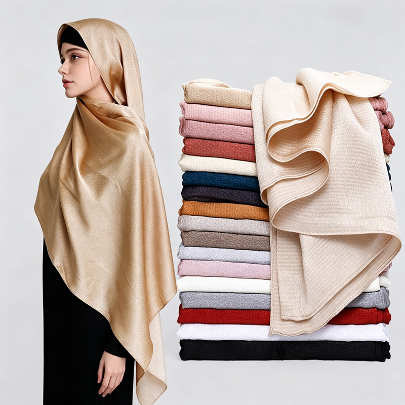 Women Fashion Wear - Glanzende satijnen moslim hijab voor vrouwen,