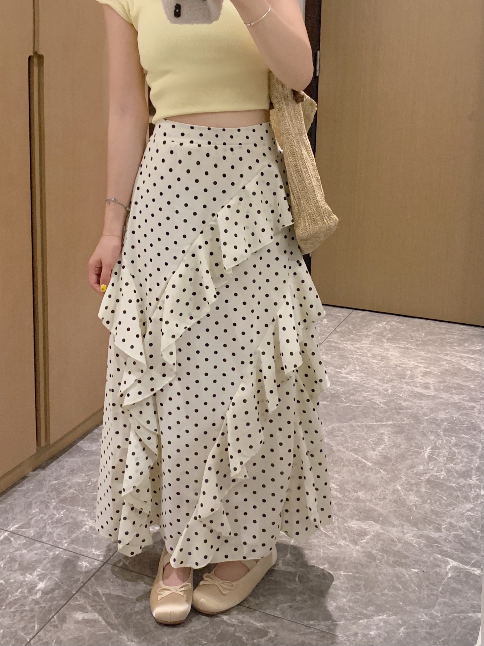 A-Line Skirt Midi - Plus Size Zomer Polka Dot Asymmetrische