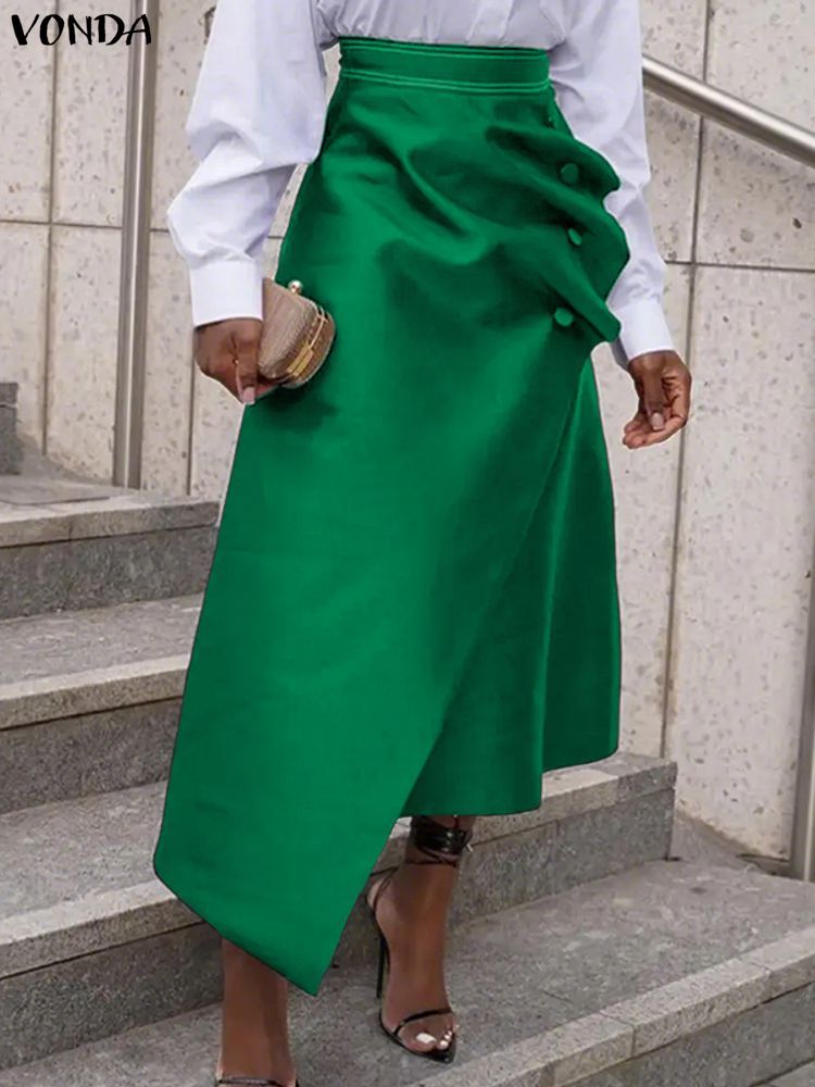 A-Line Skirt Midi - Plus Size Satijnen Rokken VONDA Elegante