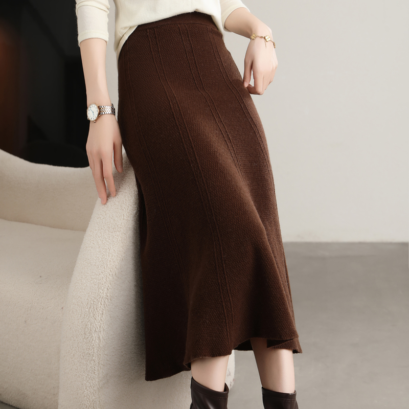 A-Line Skirt Midi - 100% zuivere wol gebreide rok dames