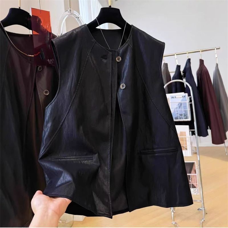 Zwart leren mouwloos jasje, sl - Women'S Fashion Petite recensie en prijs
