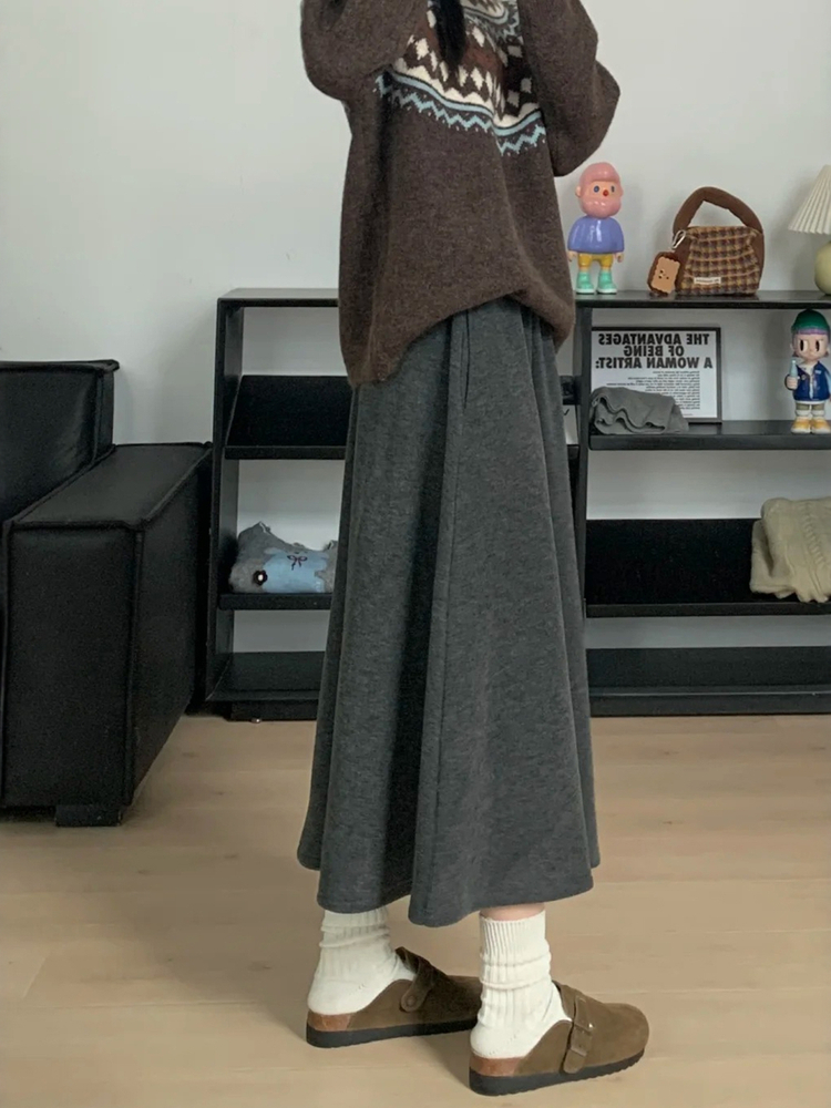 Grijze A-lijn midi-rok geplooi - A-Line Skirt Midi recensie en prijs