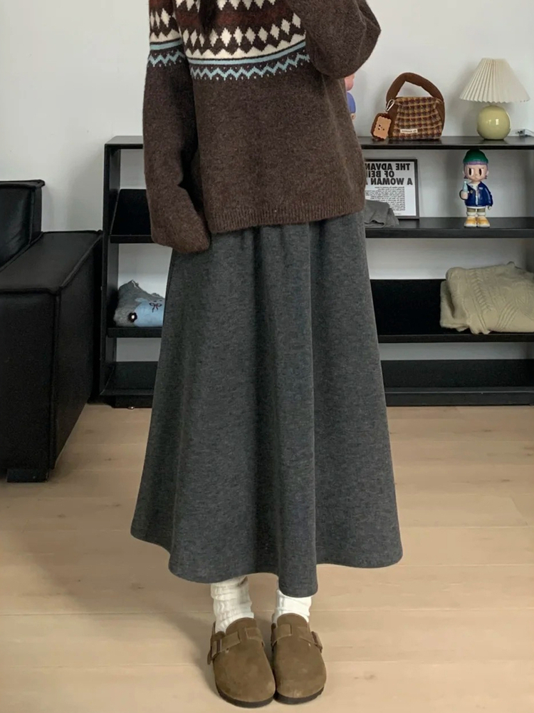Grijze A-lijn midi-rok geplooi - A-Line Skirt Midi recensie en prijs