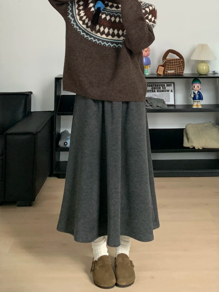 Grijze A-lijn midi-rok geplooi - A-Line Skirt Midi recensie en prijs