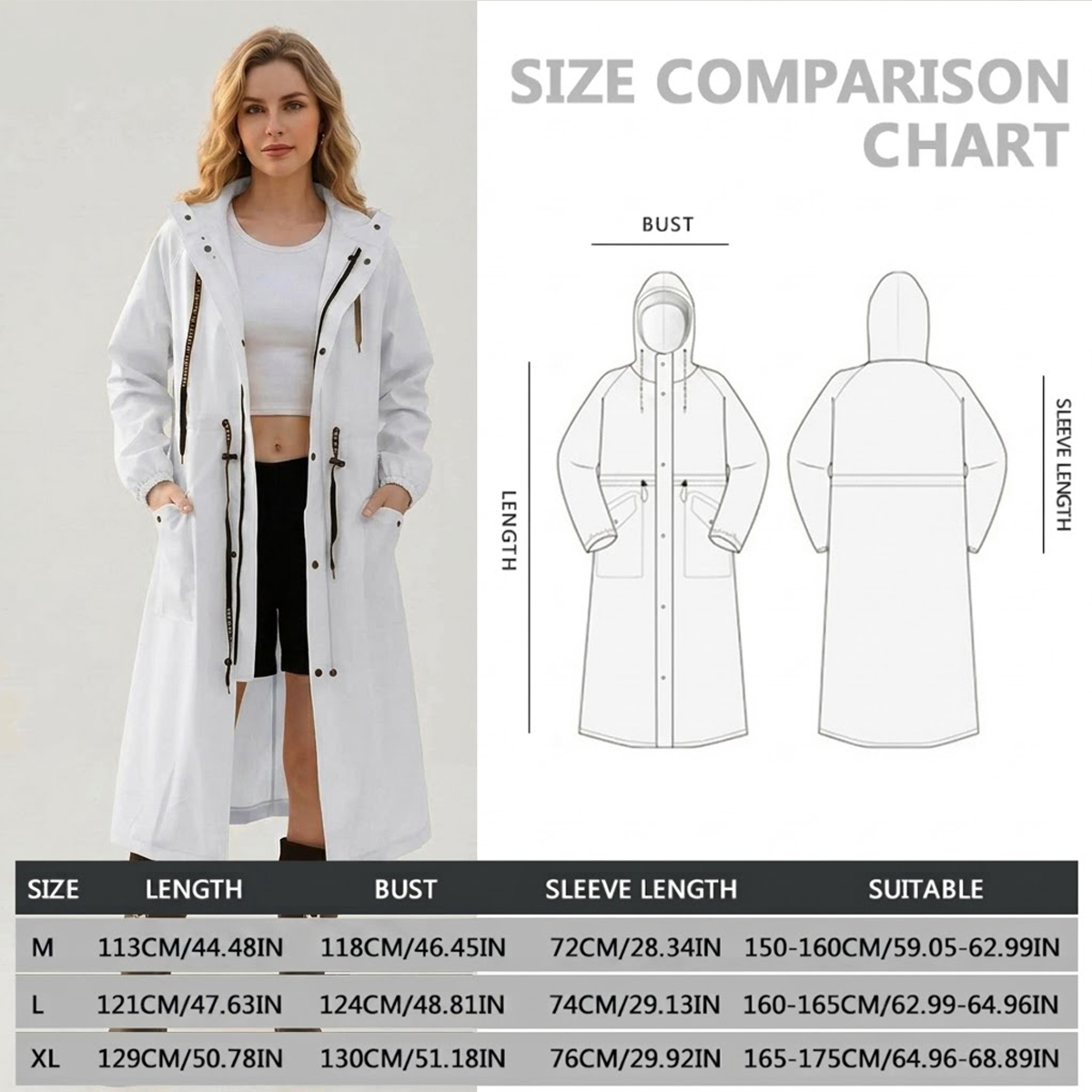 Dames lange waterdichte regenj - Women'S Fashion Rain Jacket recensie en prijs