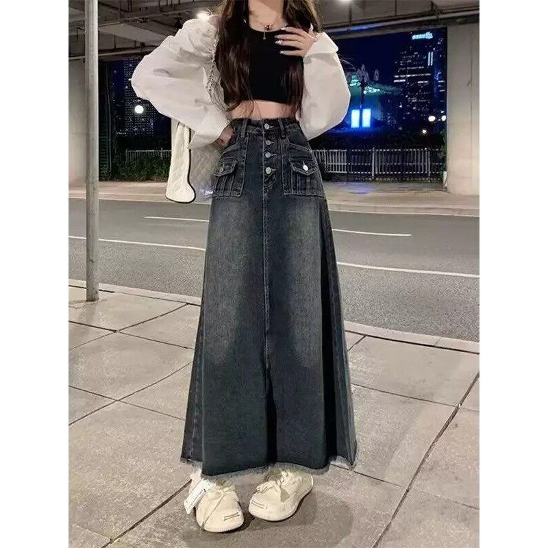 Hoge taille A-lijn midi denim  - A-Line Skirt Midi recensie en prijs
