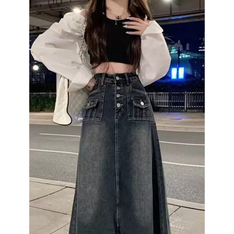Hoge taille A-lijn midi denim  - A-Line Skirt Midi recensie en prijs