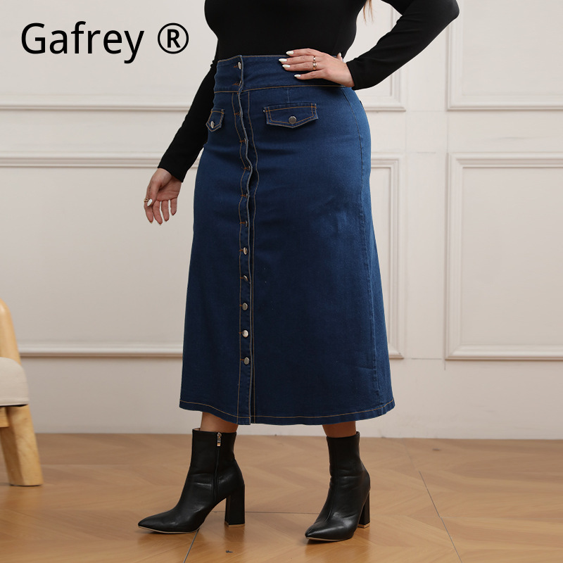 Plus size high waist jeansrok  - A-Line Skirt Midi recensie en prijs