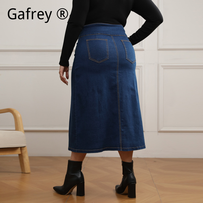 Plus size high waist jeansrok  - A-Line Skirt Midi recensie en prijs
