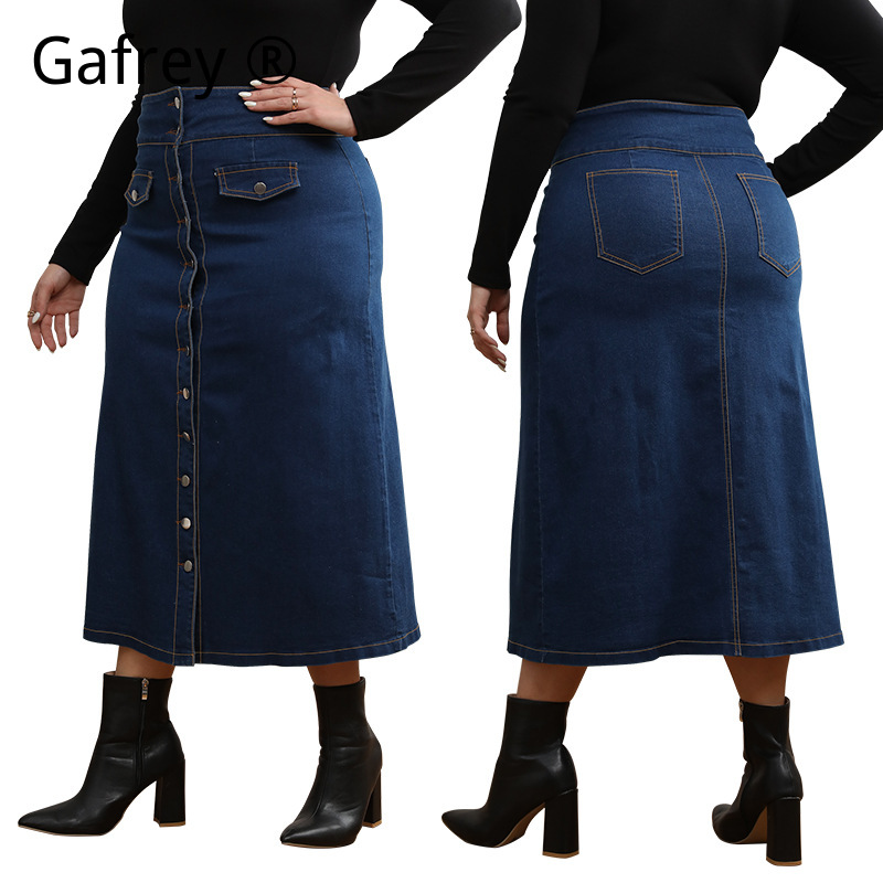 Plus size high waist jeansrok  - A-Line Skirt Midi recensie en prijs