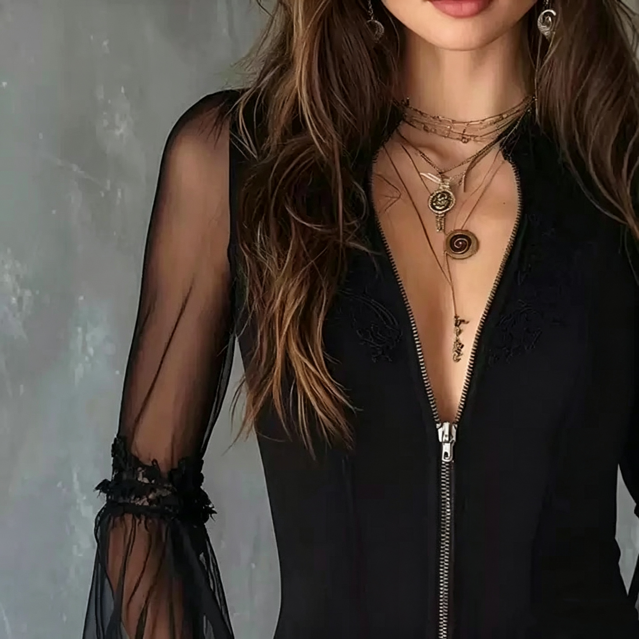 Dames zwart doorzichtig vintag - Women Fashion Necklace recensie en prijs