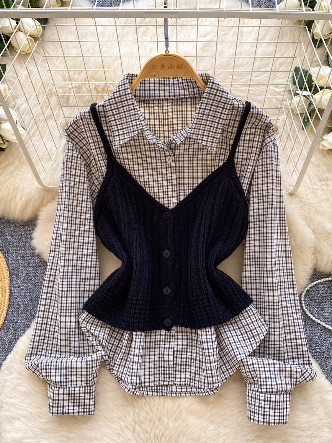 College geruite gebreide vest  - Knitted Vest Women recensie en prijs