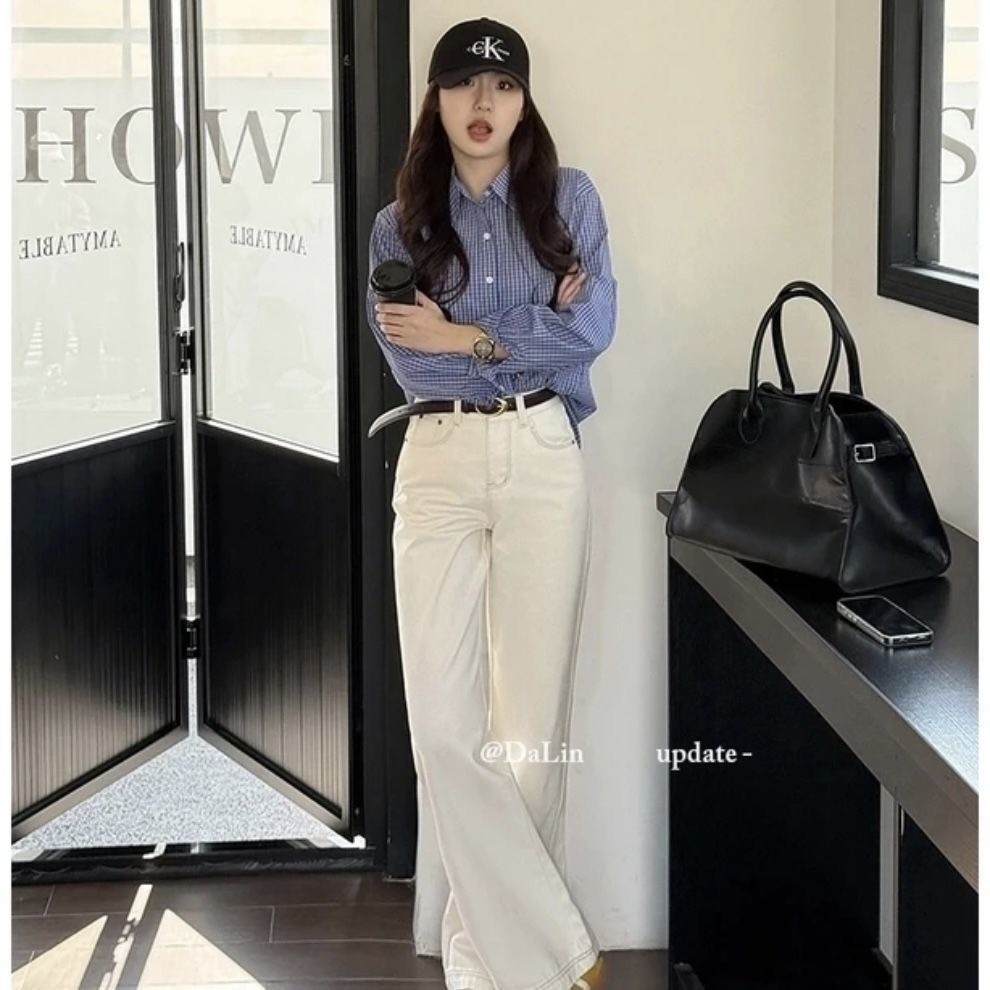 Beige high-waisted wijde jeans - Women'S Fashion Petite recensie en prijs