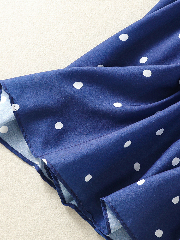 Blauwe Polka Dot Print Sash Ve - A-Line Skirt Midi recensie en prijs