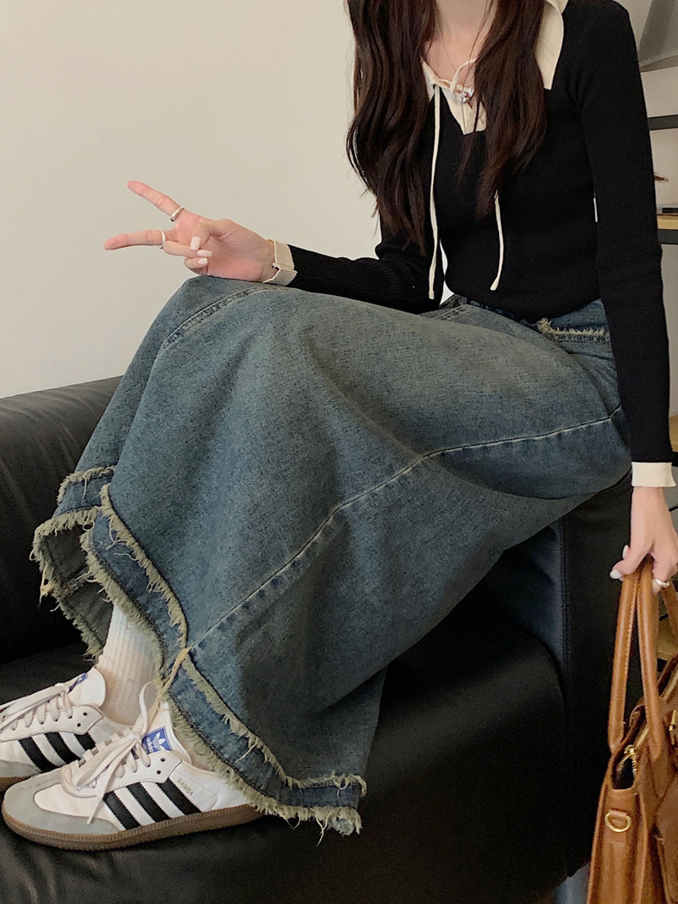 Vintage geruite denim midi rok - A-Line Skirt Midi recensie en prijs