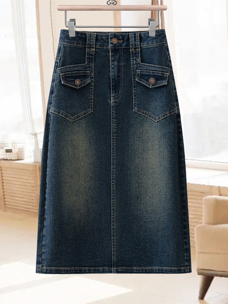 Retro denim A-lijn midi rok ho - A-Line Skirt Midi recensie en prijs