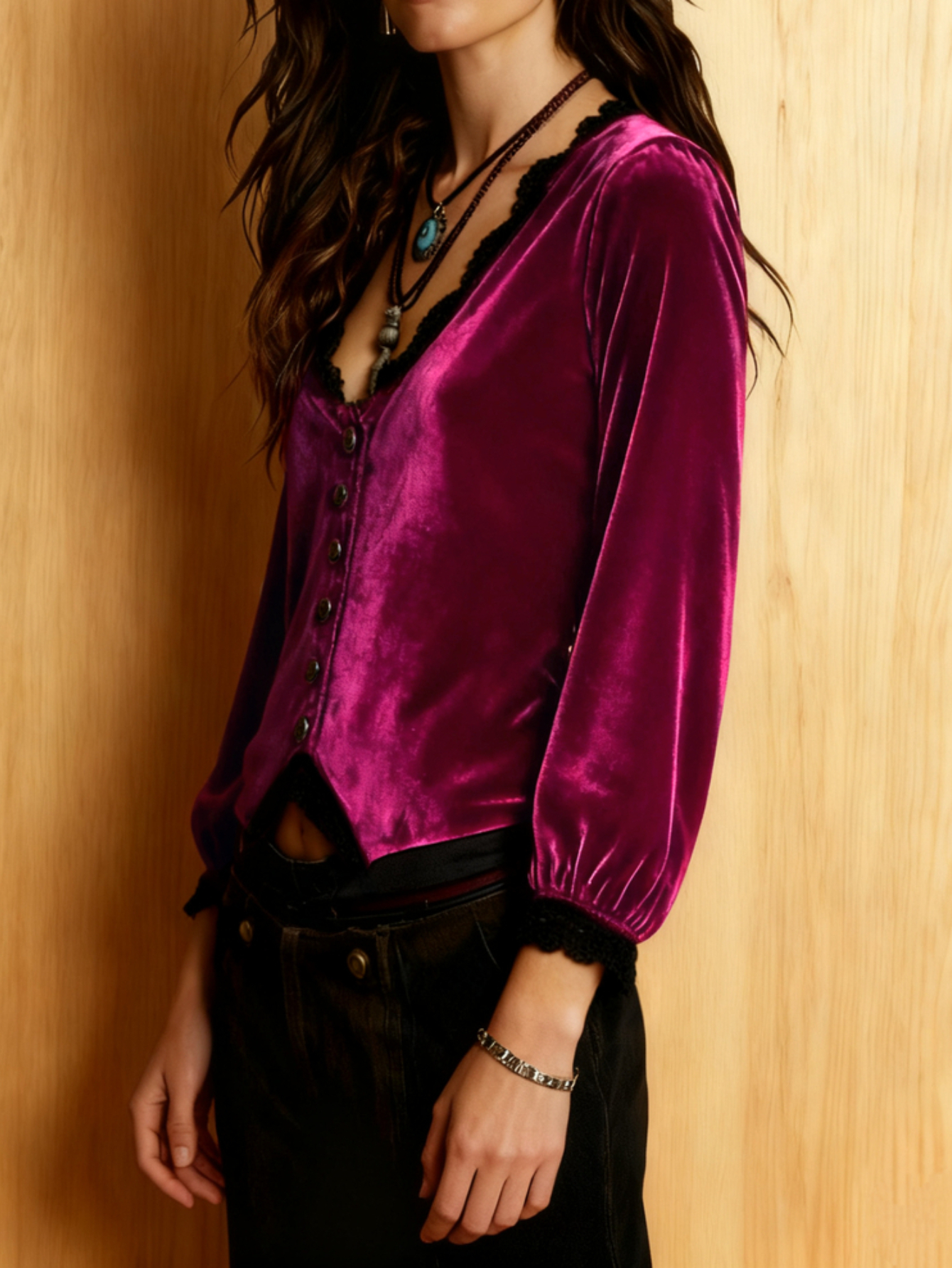 V-hals blouse met kant, knoopj - Women Fashion Wear recensie en prijs
