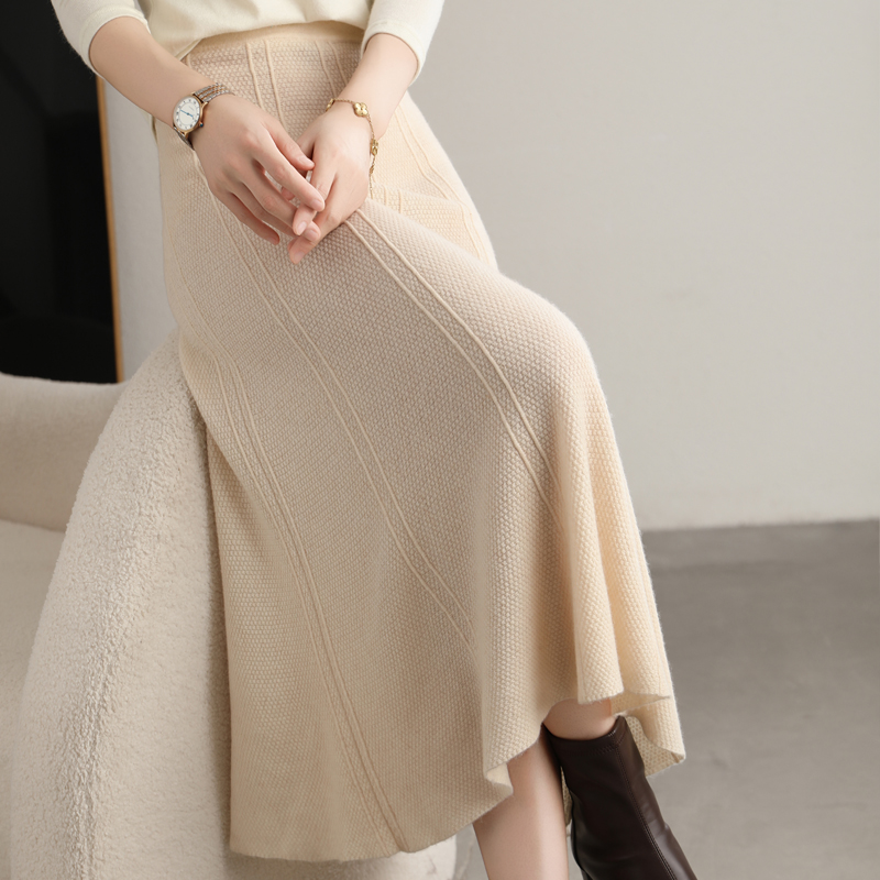 100% zuivere wol gebreide rok  - A-Line Skirt Midi recensie en prijs