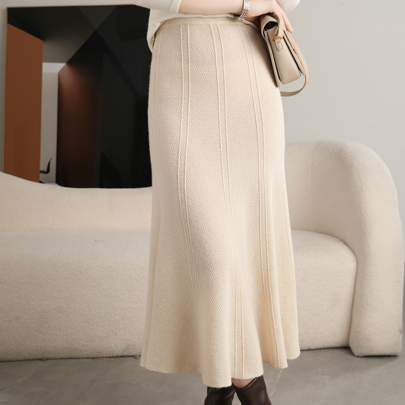 100% zuivere wol gebreide rok  - A-Line Skirt Midi recensie en prijs