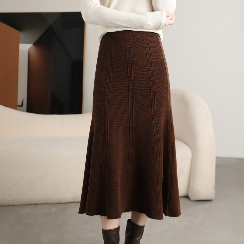 100% zuivere wol gebreide rok  - A-Line Skirt Midi recensie en prijs