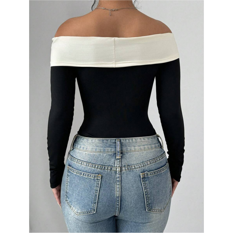 Off-shoulder bodysuit met stri - Women Fashion Wear recensie en prijs